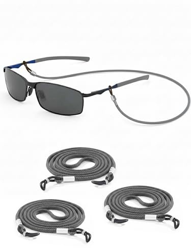 SPORTS WORLD VISION 4PCs Unisex Glasses Strap & Retainer Grey Premium Non-Slip Chain for Glasses | Durable Glasses Chain for Women & Men for Comfortable Fit (Available in 5 Colors)