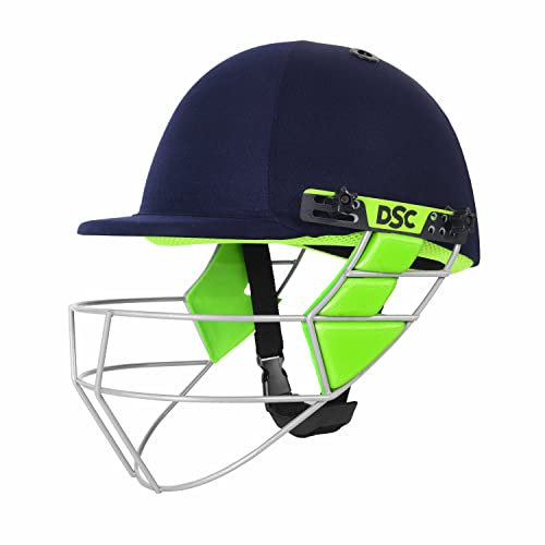 DSC Vizor Cricket Helmet | Färg: Marinblå | Storlek: XS | För män | Material: ABS | Hög slagtålig polypropylen yttre skal | Unik rem justering för bättre komfort