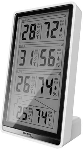 Technoline WS 7060 Temperaturstation, inkl. 3 Sensoren, weiß/schwarz, 8.2 x 4.1 x 13.4 cm, 8.2x4.1x13.4 cm