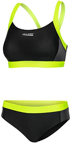 Aqua Speed Naomi Ladies Tankini | Due Pezzi | Tessuto Vita | Resistente al Cloro e Crema Solare/Olio | 16. Nero - Verde Chiaro | Taglia: 38