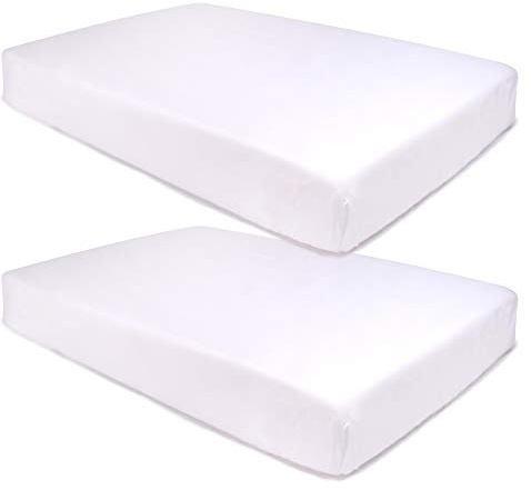 PEKITAS Pack 2 Uds Spannbetttuch Für Kinderbett 100% Baumwolle 60x120 cm Höhe 10cm Weiß Selbstverstellbar Elastisch