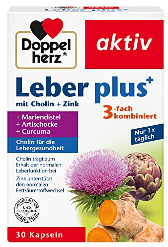 Doppelherz Leber plus – Mit Cholin als Beitrag zum Erhalt der normalen Leberfunktion sowie eines normalen Fettstoffwechsels – 30 Kapseln