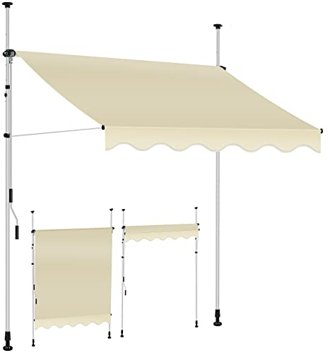 KESSER® Tenda da Sole a Morsetto con manovella per Balcone, Tenda da Sole per Balcone, Regolabile in Altezza, Idrorepellente, Protezione Solare, Copertura per terrazze, Beige, 350cm