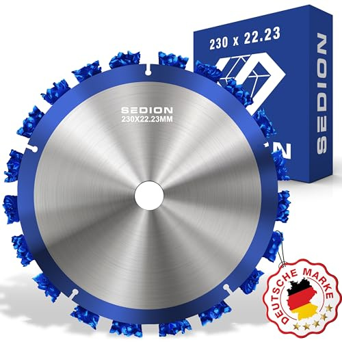 SEDION® Disque à tronçonner le bois 230mm - Disque trempé pour tronçonner le bois et les racines - 230mm x 22,23 - Qualité Premium - Enleveur et déracineur pour les racines d'arbres