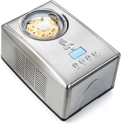 Wilfa VANILLA Heladera – Ice Cream Maker para helados, sorbetes y yogur helado congelado, 1,5 litros de capacidad, con compresor, color plateado