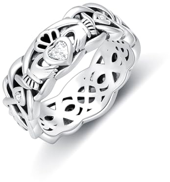 Seiyang Irische Herz Claddagh Ring mit AAA Zirkonia Irische Damen Ringe Silber 925 (9)