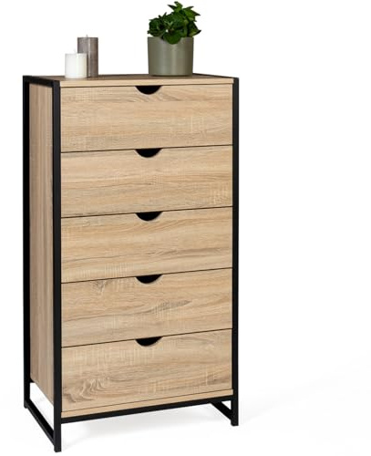 IDMarket - Chiffonnier 5 tiroirs Detroit 60 cm Commode semainier Design Industriel