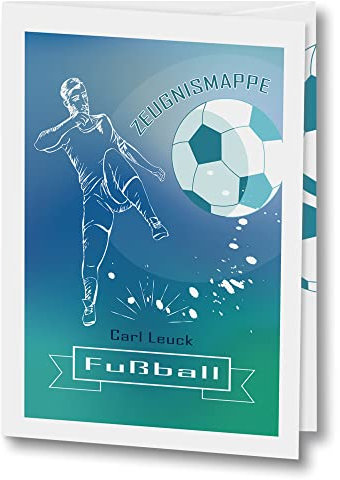 Stammbuchshop Zeugnismappe mit Name Unterschriftenmappe personalisiert Soccer Game A4 Schule Fußballmappe Ballspiel