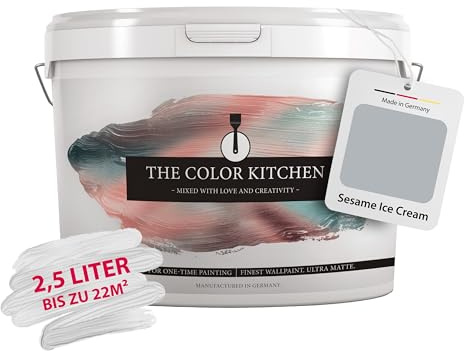 Livingwalls THE COLOR KITCHEN universelle Wandfarbe - Malerfarbe für Wohnräume und Arbeitszimmer - matte Innenfarbe in Grau - 2,5l Deckfarbe in TCK1005
