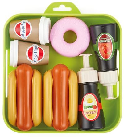 Ecoiffier 929 Hot Dog Tablett, Nachahmung von Nahrung für Kinder, ab 18 Monaten