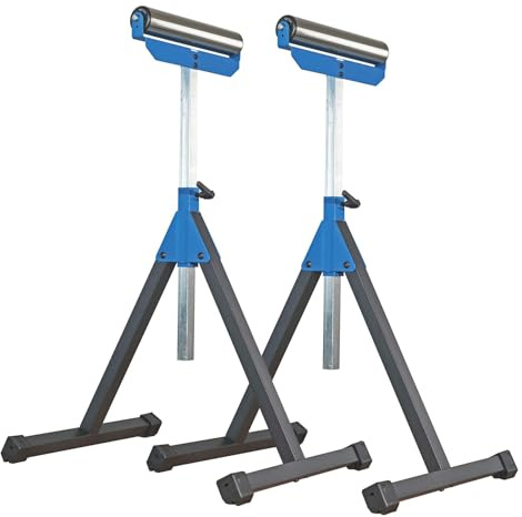 KASTFORCE 2 of Folding Roller Stand, Height Adjustable, Heavy Duty 300 LB Load Capacity Each, Outfeed Woodworking, Folds Flat for Easy Storage, Twin Pack, KF3015