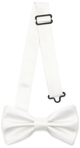 Laddheid barn pojkar fluga – förbunden, justerbart band, matt design, perfekt för bröllop, födelsedag, skolstart – hållbar och snygg storlek 10 cm x 5 cm BKM, Vit, 10cm x 5cm