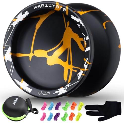 YOSTAR Yoyo Profi V10, Trick JoJo mit Leerlauf und Kugellager, Jo Jo für Kinder und Erwachsene, Responsive und Unresponsive Jo-Jo Spielzeug, mit 12 Saiten, Lagersatz, Handschuh, Gehäuse