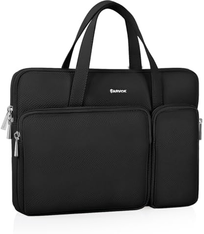 Arvok 15 15,6 16 Zoll Leder Laptoptasche Schutzhülle Wasserdicht Laptophülle für MacBook Air 15 Zoll, Dell XPS 15 Plus, MacBook Pro 15 16,Notebook Tasche für HP/Dell/Lenovo/Asus/Acer/Samsung, Schwarz