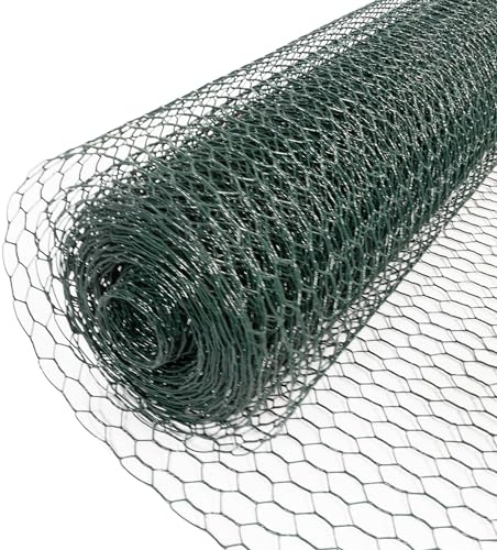 LEMODO Maschendraht-Zaun 100cm hoch, Hasendraht PVC-beschichtet, Kaninchendraht mit 13 mm Maschengröße, Wühlmausgitter aus Sechseckgeflecht, stabiler Drahtzaun, Hühnerzaun mit 25 m Länge