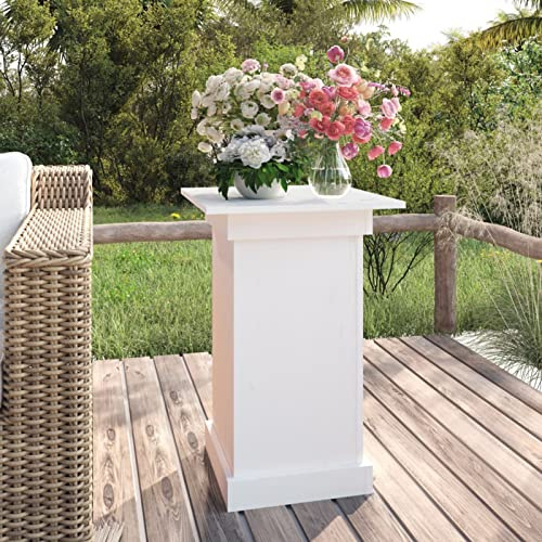Rantry Portafiori Bianco 40x40x60 cm in Legno Massello di Pino, Mobili da Esterni per Giardino Esterno