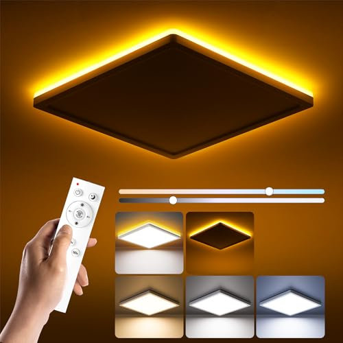 BLNAN LED Deckenleuchte Flach Dimmbar, 24W Deckenlampe mit Fernbedienung, 2000K Nachtlicht Warm, 3000K-6500K Decke Lampe für Schlafzimmer Wohnzimmer Kinderzimmer, Eckig Weiß 30CM