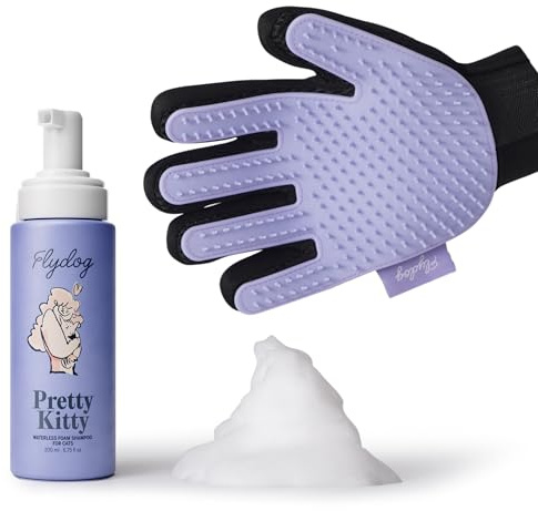 FlyDog Cat Dry Shampoo with Glove, No Rinse & Soap-Free, 200ML