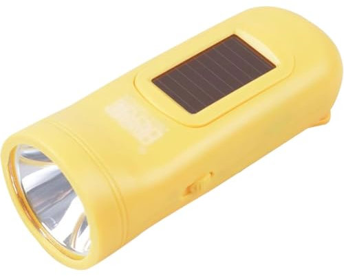 Linterna Solar Recargable para Exteriores, Linterna LED con Manivela, Linterna con Dinamo para Acampar Y Hacer Senderismo, Linterna De Emergencia(Yellow Color,10.5cm*3)