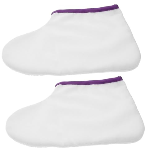 FRCOLOR Wachstherapie Fußpflege Abdeckungen Paraffinwachsschutz Wärmende Fußwickel Pflegeüberzüge Pflegeleicht Weiß Mit Violettem Rand Für Professionelle Paraffintherapie