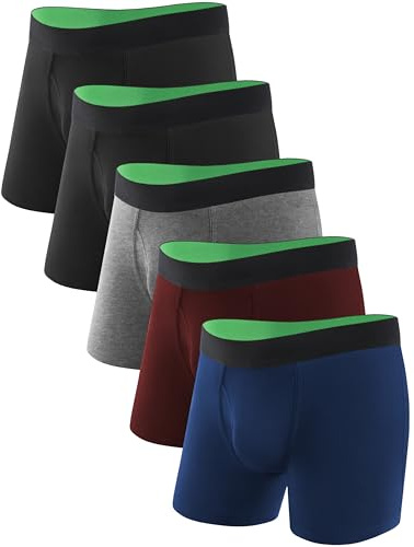TIICHOO Incontinence Pants for Men 100ml Absorbency Cotton Men's Incontinence Pants Washable 5 Pack(14, 2 Black/Burgundy/Navy/Gray)