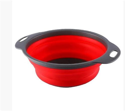 Collapsible Silicone Drain Basket (2-Pack)-space.Saving Foldable Colander & Strainer for Kitchen DishDrying Veggie Washing Dishwasher Safe CompactStorage (red)
