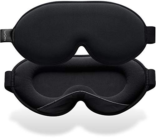Umisleep Schlafmaske, 3D-konturierte Cup-Augenmaske and Memory Schaum Sleep Mask mit verstellbarem Riemen für Damen und Herren, All-Light-Schlafmaske für Reisen, Nickerchen, Yoga, Schwarz