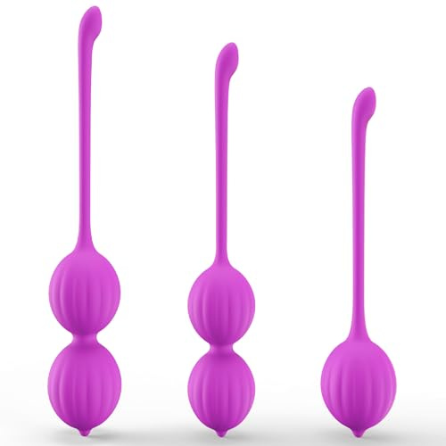 FIDECH Liebeskugeln Beckenbodentrainer für Frau, Ben Wa Balls Sexspielzeug | IPX7 Wasserdicht Kegel Training für Starken Beckenboden, 3 Ohne Aufladen Vibrationskugeln Sex Spielzeug Set für Frauen Lila