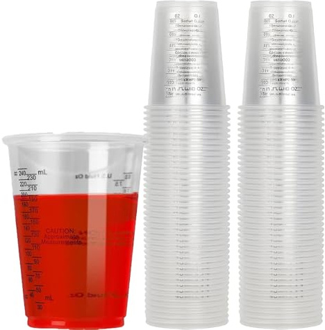 Vaso medidor de resina epoxi, vaso mezclador con graduaciones, vaso mezclador de pintura, reutilizable, vaso medidor para mezclar líquidos, resinas, pigmentos, 240 ml, 50 piezas