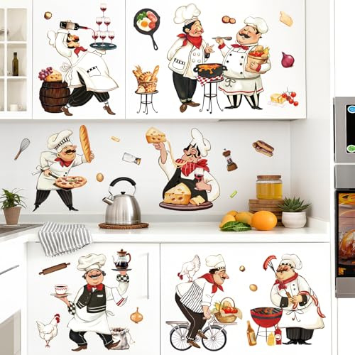 decalmile Pegatinas de Pared Cocina Chef Vinilos Decorativos Vino Comida | Calcomanías para Pared Pegar y Despegar, Adhesivos Pared Removibles y Seguras, Adhesivos Decorativos pared Colores Vibrantes