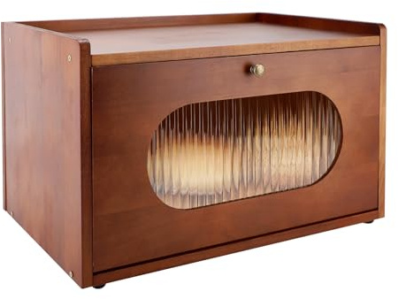 unbholkk Brotkasten, Brotkasten Holz, Brotkästen mit Belüftung, Brotbehälter Visualisiert für Brot, Brotbox Küche zur Brotaufbewahrung 36.5 x 23.5 x 22 cm