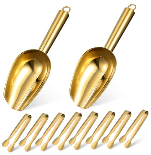 STOBAZA 2 pièces Set de à Glace Titanium et Pinces à Glace Acier Inox Ustensiles pour Cuisine Buffet Bar et Restaurants