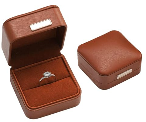 Ring Schatulle Ringbox Ringkissen Verlobungsring Ringschachtel Box, Braun