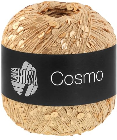 LANA GROSSA Cosmo | Beilaufgarn aus Baumwolle mit großen und kleinen Pailletten | Handstrickgarn aus 100% Baumwolle | 100g Wolle zum Stricken & Häkeln | 260m GarnFB 9