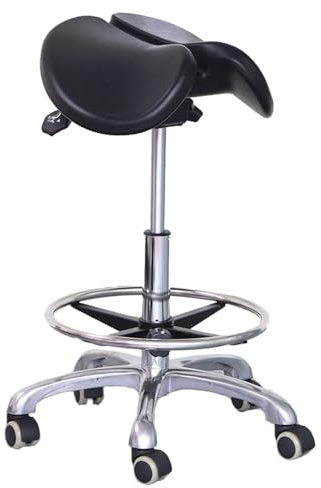 SFKLYU Tabouret Selle Ergonomique, Chaise de Bureau Polyvalente, Siège Hydraulique Réglable pour Bar, Salon, Spa, Tatouage, Maquillage, Coiffure,A2,520~660MM