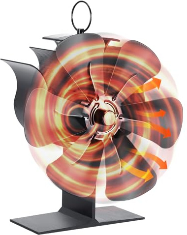 Auauraintt Ventilateur Poele à Bois, 6 Pales Silencieux Ventilateur Cheminée, Alimenté Par la Chaleur pour Poêle à Bois/Cheminée/Gaz/Bûche, Ecologique, Répartition Efficace de La Chaleur