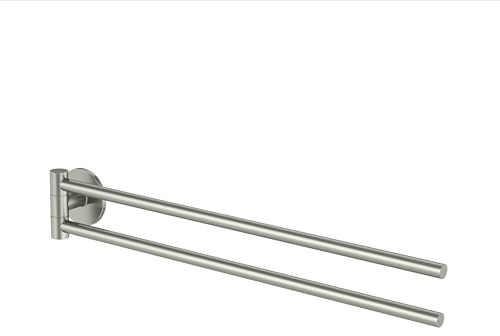 Lenz Handtuchhalter NOA in Nickel – 2 schwenkbare Arme, 40 cm – Mit Anti-Fingerabdruck Oberfläche – Wandmontage, zum Kleben oder Bohren – 4605322 | Zwei Handtuchstangen, Hochwertige Verarbeitung mit pflegeleichte Oberfläche, Wandmontage, Zum Kleben oder Bohren, 4605322