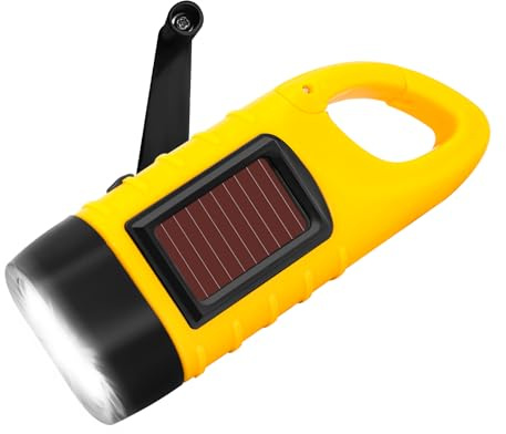 SUNNIFLY Lampe Dynamo D'urgence, Survie Equipement，Lampe Solaire, Lampe de Poche à Manivelle avec Bouton de Sécurité pour les Voyages en Plein air, le Camping et L'aventure（Jaune）