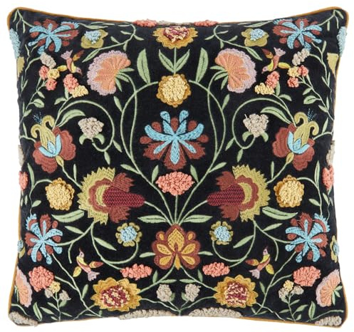 BUTLERS Dekokissen 50x50cm aus Baumwolle -Bohemian- Besticktes Kissen für die Bank | Quadratisches Zierkissen für das Schlafzimmer
