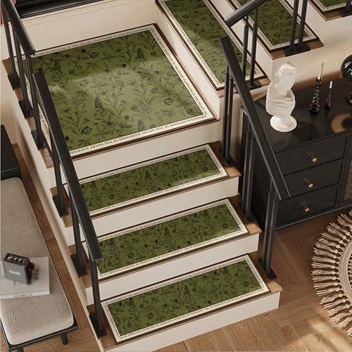 BJSXHZYGT Antiscivolo Scale 10 Pezzi, Tappeti per Scale con Fondo in Gomma, Tappeto Moquette in Scala Legno per Bagno/Balcone/Ingresso(90x26cm/35x10in)