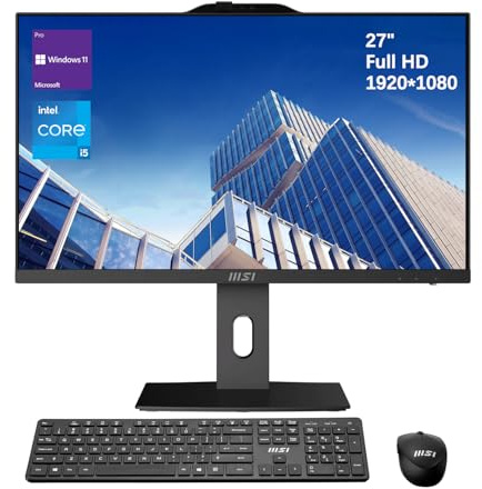 msi PRO AP272P Business All-in-One Desktop, 27 IPS FHD 100Hz Eye-Care Display, Intel Core i5-14400, 16GB DDR5, 512GB SSD, IR FHD Webcam, Wi-Fi 6E, HDMI, DP, Wireless KB & Mouse, Windows 11 Pro