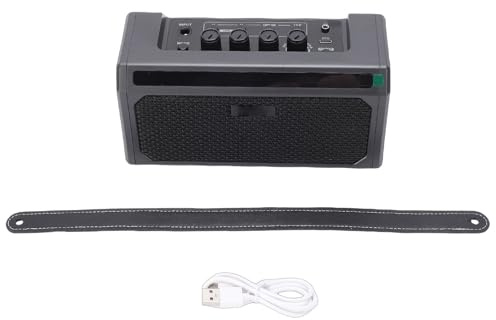 Tissting Amplificatore Chitarra Elettrica 10W Ricaricabile Portatile con Jack Cuffie - Cuffie per Pratica Silenziosa, AUX, Controlli Knob, per Casa, Viaggio e Performance (5.3in)
