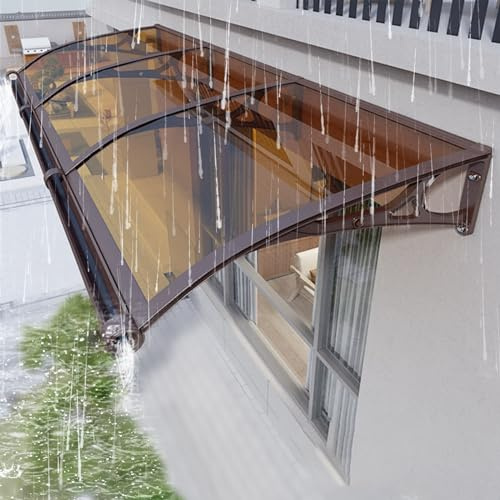 Modern polykarbonatterrass, baldakin med dräneringsspår extern aluminiumkonsol vattentät balkongmarkis, UV-beständigt dörröverhäng för hemingång.