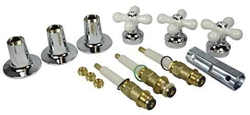 Danco 39696 Cross-Arm 3-Handle Tub/Shower Faucet Rebuild & Remodeling Valve Trim Kit for Pfister Contempera – Contessa, White/Chrome