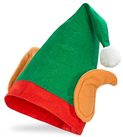 W WIDMANN MILANO Party Fashion - Weihnachtselfen Mütze mit Ohren | Kopfbedeckung, Kostümzubehör für Santa, Wichtel, Weihnachten, Karneval und Mottoparty