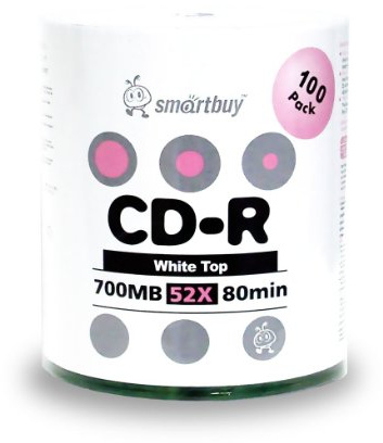 Smartbuy 700mb/80min 52x CD-R White Top Blank Video Recordable Media Disc (400-Disc)