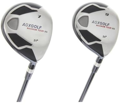 AGXGOLF Men's Magnum 7 + 9 Fairway Utility Woods Set Senior Flex, Regular Length Graphite Shafts + Head Covers Right Hand