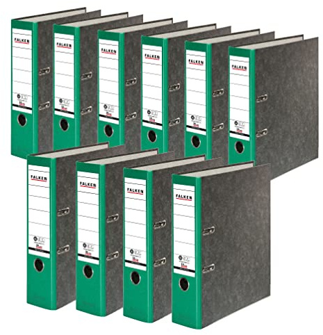 Original Falken förpackning med 10 återvunna mappar moln marmor. Tillverkad i Tyskland. 8 cm bred DIN A4 grön rygg ringbindare mapp brevmapp kontorsmapp kartongmapp CO2-neutral Blå ängel