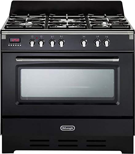 De Longhi MEM 965 NN - Cucina a gas 5 Fuochi con Forno Elettrico Ventilato, 90x60 cm, colore Nero