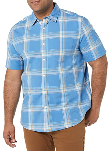 Amazon Essentials Homme Chemise en Popeline Extensible à Manches Courtes (Grandes Tailles Disponibles)
